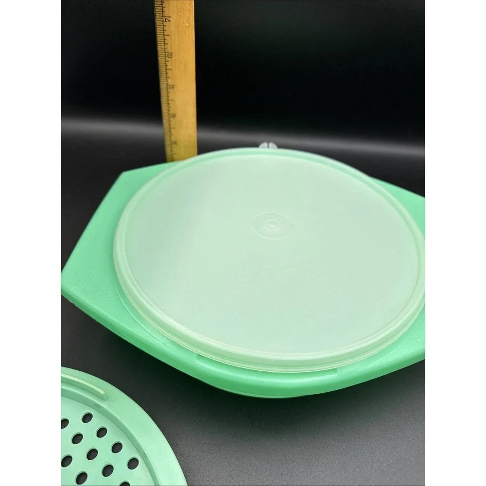 Tupperware Vtg Jadeite Green Salad Serving Bowl Lettuce Cheese Grater + Lid 786